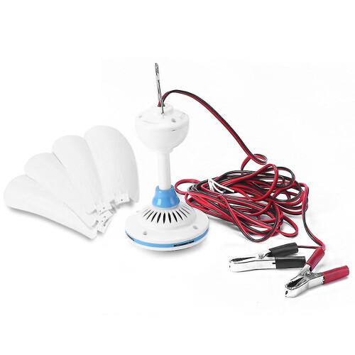 Ventilador de teto portátil 12V com vento forte e baixo ruído, plástico branco para quarto e barraca de acampamento, 16/31,5 polegadas 1
