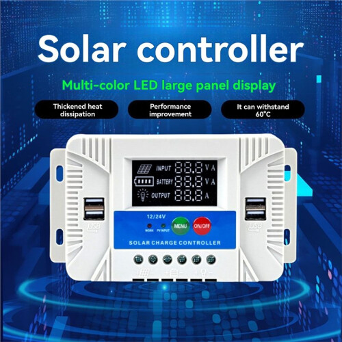 40A PWM/MPPT Solar Controller 12/24V Auto Detect with LED Display for Efficient Battery Management Solar Power Manager 2