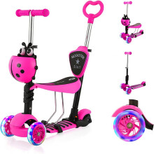 (pink) 5-in-1 Kids Scooter-3 Wheels with Removable Seat