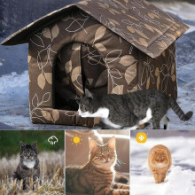 Casa Aquecida para Cães e Gatos Pequenos, Cama Portátil Isolamento Térmico Tecido Oxford, Tamanho M