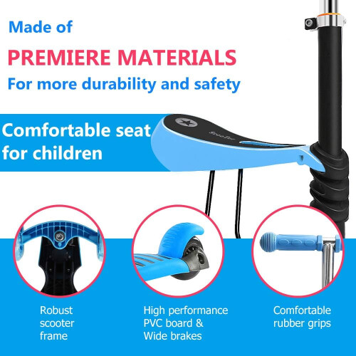 Dripex (Blue) 5-in-1 Kids Scooter-3 Wheels with Removable Seat 2