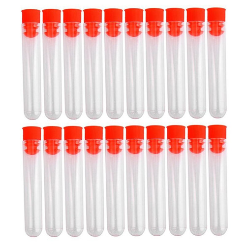 60 Pcs Non-Completed Plastic Test Tubes Lab Test Tool with Screw Cap Transparent, 12 X 60mm 1