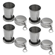 Stainless Steel Folding Cup Stainless Steel Folding Retractable Metal Cup Teacups Teaware Folding Outdoor