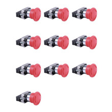 10pcs 22mm NC Red Mushroom Emergency Stop Push Button 600V 10A ZB2-BE102C XB2-BS542X1