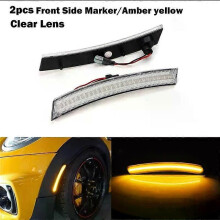(Clear Lens Amber)Applies to Amber/Red Full LED Side Marker Light For MINI Cooper R50 R52 R53, Powered