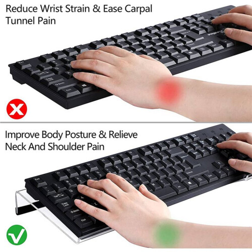 2X Acrylic Keyboard Holder, Tilted Computer Keyboard Holder Clear Keyboard Stand for Ergonomic Typing Office Desk B