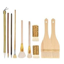 10 PCS Pottery Glaze Brushes Ceramic Brush Set for Pottery Ceramic Painting Acrylic Watercolor Painting Artist Rock