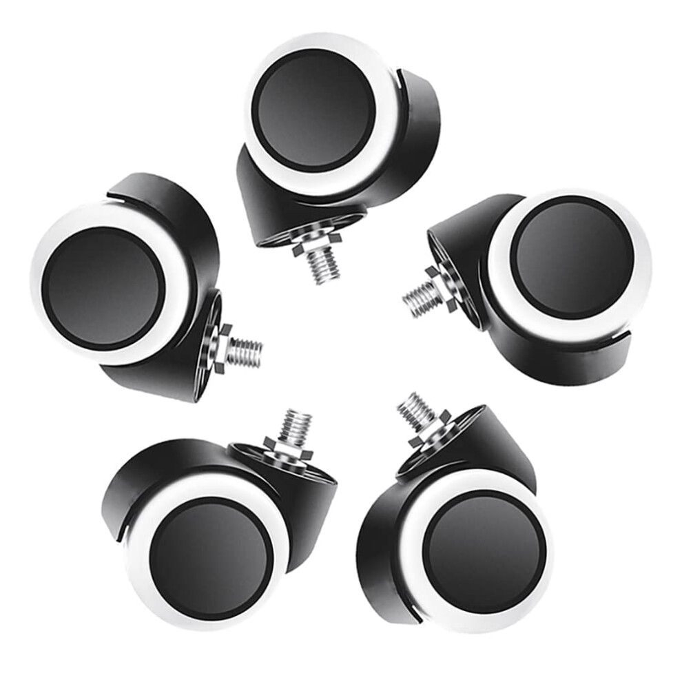 Office Chair Caster Wheels Set Of 5, 2 Inch Pu M10 Threaded Stem Casters, Smooth Quiet Rolling For All Floors 9169991330594