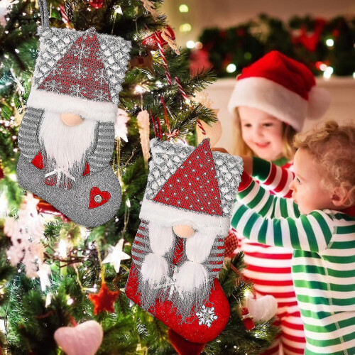 Large 40cm Christmas Stocking with Integrated Hanging Loop for Mantel - Single Piece Pack 2