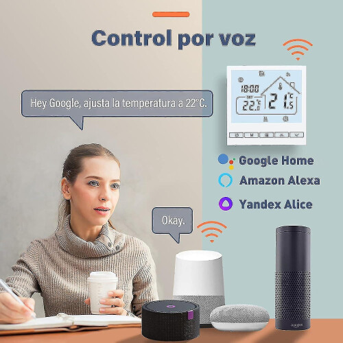 Smart Thermostat with Voice Control Compatible with Alexa Google Home, 7-Day Programmable Touchscreen for Floor Heating 2
