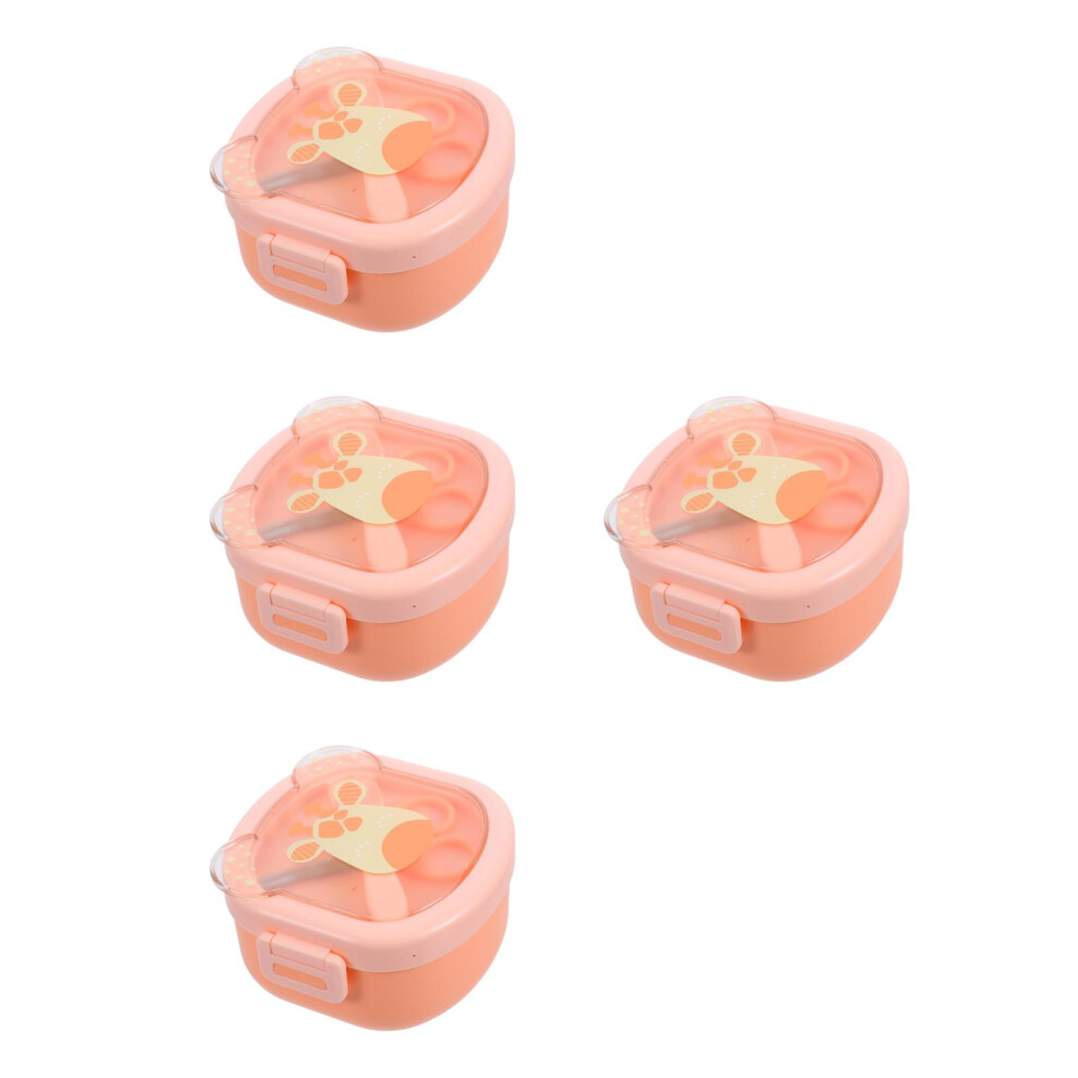 4Pcs Baby Feeding Set Silicone Bowls With Spoon Travel Utensils Orange Villcase
