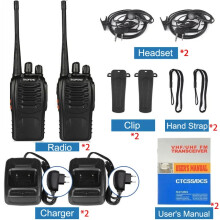 (2er-Pack inkl. Headset) BF-88E PMR Hand-Intercom-Kommunikationsgerät mit 16 Kanälen für Ferngespräche