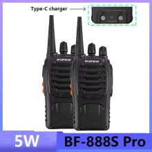 (USB-Stecker – 2 Stück) BF-888S Pro Walkie-Talkie Typ-C-Ladefunktion, Frequenzkopie, Zweiwege-Funkgerät
