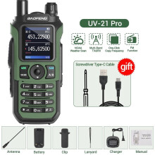 (Grün) UV 21 Pro Funk-Walkie-Talkie mit 999 AM-Kanälen, großer Reichweite, wasserdicht, Multiband, Typ-C