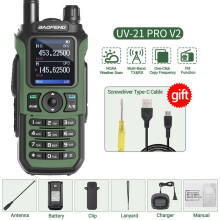 (GR ohne Headset) UV-21 PRO V2 Walkie-Talkie mit großer Reichweite, drahtloser Kopierfrequenz, Typ-C-Ladegerät,