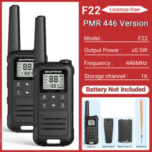 (PMR NO BAT-B) 2 Stück F22 Mini-Walkie-Talkies, PMR, FRS, tragbar, LCD-Display, NOAA-Zweiwegfunkgeräte,