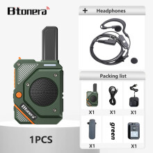 (grüne Kopfhörer) BTDX BT-350 Mini-Walkie-Talkie PMR446/FRS, große Reichweite, wiederaufladbar, tragbar,