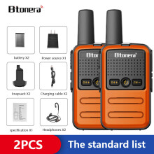 (orange-headset)Btoera 2 Stück Mini-Walkie-Talkies PMR 446 Tragbare Zwei-Wege-Funkgeräte HT PTT Walkie-Talkies