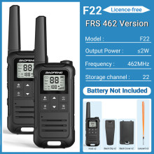 (FRS NO BAT-B) 2 Stück F22 Mini-Walkie-Talkies, PMR, FRS, tragbar, LCD-Display, NOAA-Zweiwegfunkgeräte,