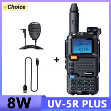 (EU-Typ C-Mikrofon) UV-5R PLUS Walkie-Talkie 8W 3800mAh 50-600MHz Vollband-Zweiwegfunkgerät mit Verschlüsselung