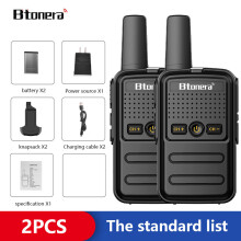 (schwarz) Btoera 2 Stück Mini-Walkie-Talkies PMR 446 Tragbare Zwei-Wege-Funkgeräte HT PTT Walkie-Talkies