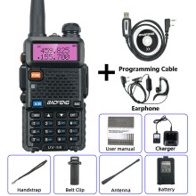 (USB-Stecker – 5-W-Zusatzkabel) UV-5R Walkie-Talkie-Zweiwegfunkgerät mit Kommutator VHF/UHF 136–174