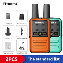 (grün-oranges Headset) Btoera 2 Stück Mini-Walkie-Talkies PMR 446 Tragbare Zwei-Wege-Funkgeräte mit