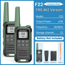 (FRS NO BAT-G) 2 Stück F22 Mini-Walkie-Talkies, PMR, FRS, tragbar, LCD-Display, NOAA-Zweiwegfunkgeräte,