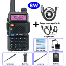(USB-Stecker – 8-W-Zusatzkabel) UV-5R Walkie-Talkie-Zweiwegfunkgerät mit Kommutator VHF/UHF 136–174