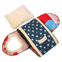 2X Soft Warm Star Pattern 2 Im 1 Pet Nest Rutschfestes Hundekatzenbett Faltbares Winter Soft Cosy Schlafsack Mat Pad Kissen