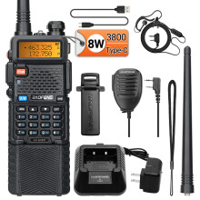 (mit USB-C-Mikrofon) UV-5R 8W 3800mAh Walkie-Talkie Dualband USB-C Amateurfunkgerät VHF/UHF/FM-Handfunkgerät