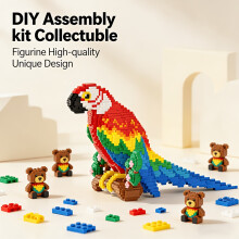 Rainforest Colorful Parrot 3D Puzzle Building Blocks, 2013 Assembled Parts Creative Ornament and Room Decor