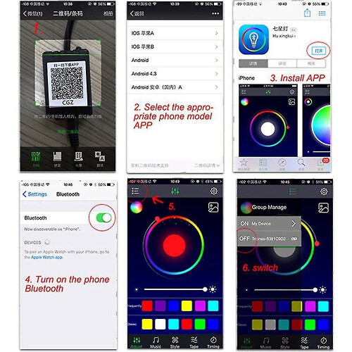 Car LED Strip Lights with Music Sync, Bluetooth App Control, Adjustable Brightness Sleep Mode for Car Van 2