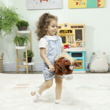 AIYAPLAY Stick Horse with Wood Wheels, Pony Neighing and Galloping Sounds