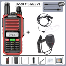 (Rot-ACHD-Mikrofon) UV-68 Pro Max V2 IP68 Wasserdichtes Walkie-Talkie mit 8800-mAh-Akku (Typ C), UHF/VHF-Dualband