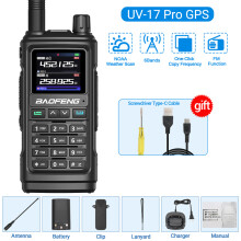 (Schwarz) UV-17 Pro GPS-Funkgerät mit FM-Funk, großer Reichweite, drahtloser Frequenzkopie, Handfunkgerät