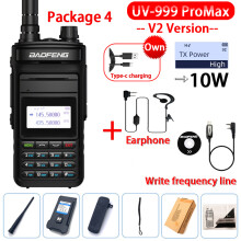 (USB-Stecker-V2 Schwarz 4) UV-999 Pro Max 10W 999CH Walkie-Talkie UV999 Dualband Tragbares CB-Amateurfunkgerät