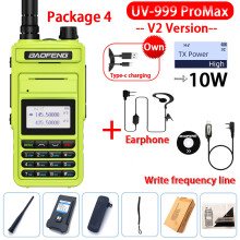 (USB-Stecker-V2 Glänzend Grün 4) UV-999 Pro Max 10W 999CH Walkie-Talkie UV999 Dualband Tragbares CB-Amateurfunkgerät