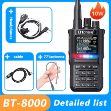 (Earline-771-Kabel)BTDX BT-8000 10W Vollband-Amateurfunkgerät, 2-Wege-Funkgerät, 256 Kanäle, Walkie-Talkie,