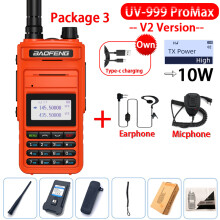 (USB-Stecker-V2 Orange 3) UV-999 Pro Max 10W 999CH Walkie-Talkie UV999 Dualband Tragbares CB-Amateurfunkgerät