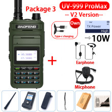 (USB-Stecker-V2 Armeegrün 3) UV-999 Pro Max 10W 999CH Walkie-Talkie UV999 Dualband Tragbares CB-Amateurfunkgerät