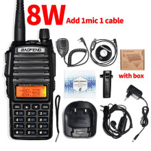 (8 W + 1 Kabel + 1 Mikrofon) Hochleistungs-Walkie-Talkie UV-82, Dualband-VHF/UHF-FM-Transceiver, 10