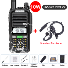 (USB-Stecker-V2 Schwarz 2) UV S22 PRO V2 IP68 Walkie-Talkie Wasserdichtes Dualband 136-174/400-520 MHz