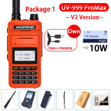 (USB-Stecker V2 Orange 1) UV-999 Pro Max 10W 999CH Walkie-Talkie UV999 Dualband Tragbares CB-Amateurfunkgerät
