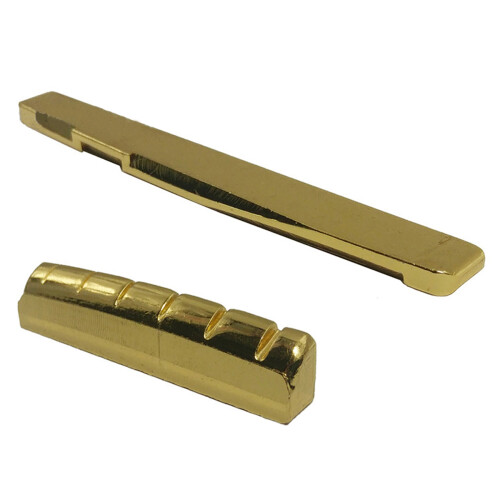 2X Brass 6 String Acoustic Guitar Bridge Nut and Saddle 2