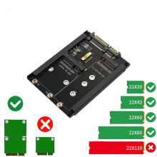 2X 2In1 MSATA + B Key/B+M Key M.2 SSD to 2.5 Adapter Card with Enclosure Socket for M2 NGFF SATA3 2230 2242 2260