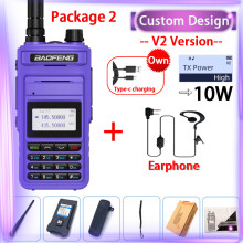 (USB-Stecker-V2 Dunkelviolett 2) UV-999 Pro Max 10W 999CH Walkie-Talkie UV999 Dualband Tragbares CB-Amateurfunkgerät