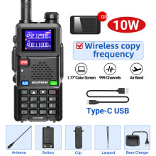 (Schwarz) UV-5RH 10W Walkie-Talkie, Sechsband-Funkgerät, Frequenzkopie, Typ-C-Ladegerät, verbessertes