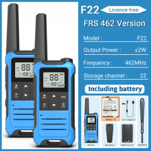 (FRS Add BAT-BL) 2 Stück F22 Walkie-Talkies PMR FRS mit großer Reichweite, Mini-Ladegerät mit Typ-C-Anschluss,