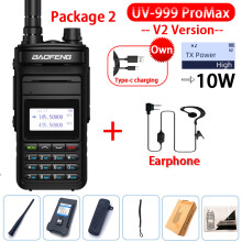 (USB-Stecker V2 Schwarz 2) UV-999 Pro Max 10W 999CH Walkie-Talkie UV999 Dualband Tragbares CB-Amateurfunkgerät